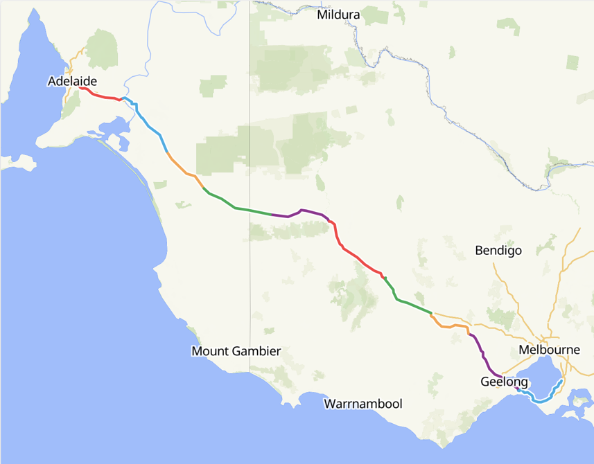 Route plan for first 10 days of the GCC