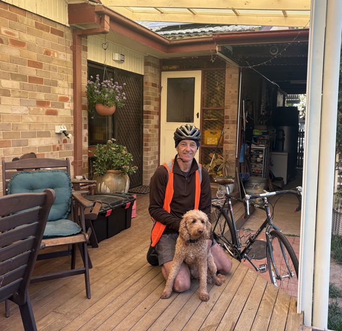 Sublime spring day, Archie wishing me a safe ride